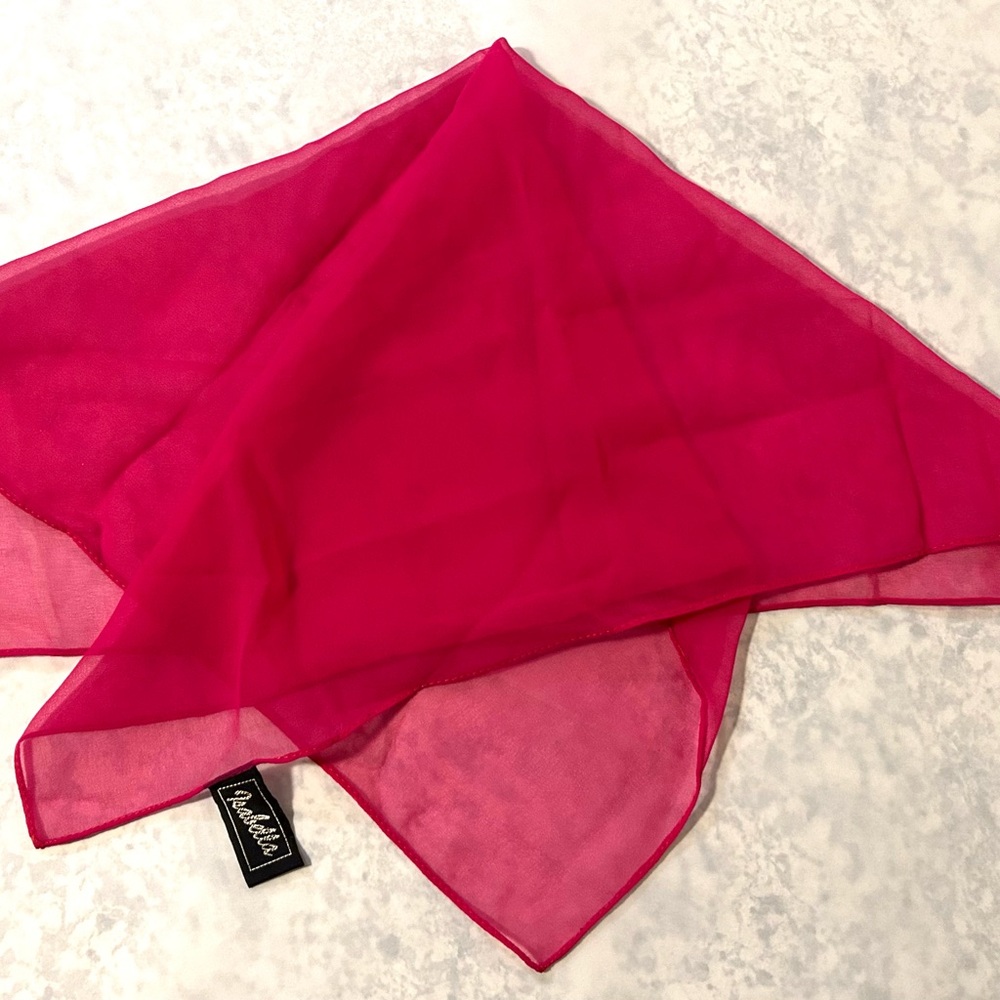 Vibrant Pink Silky Polyester Scarf with Smooth Texture and Sheen